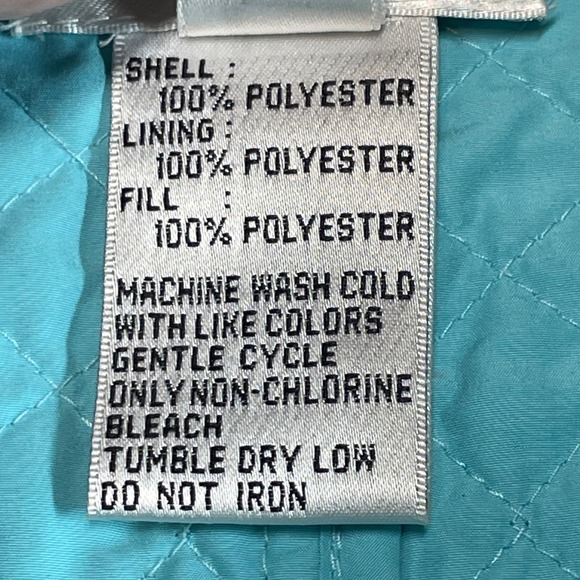 Talbots Quilted Vest Teal Blue Mandarin Collar Snap Front Pockets Women's Size L - Picture 4 of 7